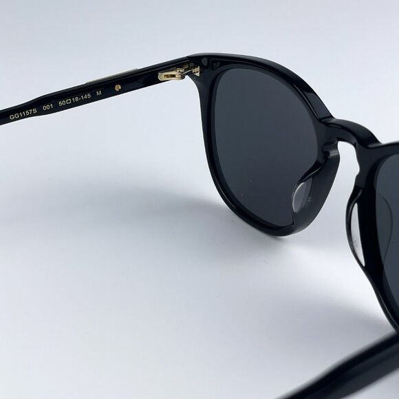 Gucci GG1157S 001 BRAND NEW Sunglasses Black Grey Round Unisex - Picture 14 of 16